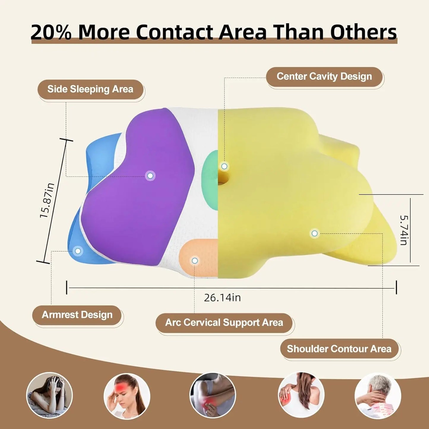 Ergonomic Wave Memory Foam Cervical Pillow Support Blue