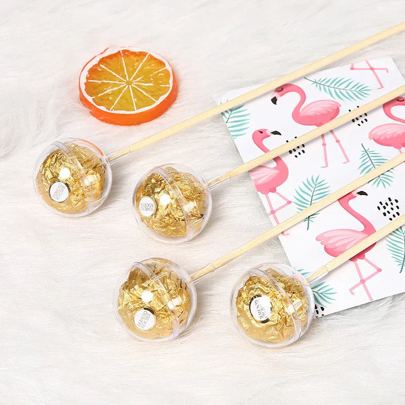 50Pcs Clear Acrylic Truffle Chocolate Cups with Sticks | Elegant Candy & Chocolate Holder