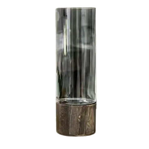 Elegant European Glass Vase with Wooden Base