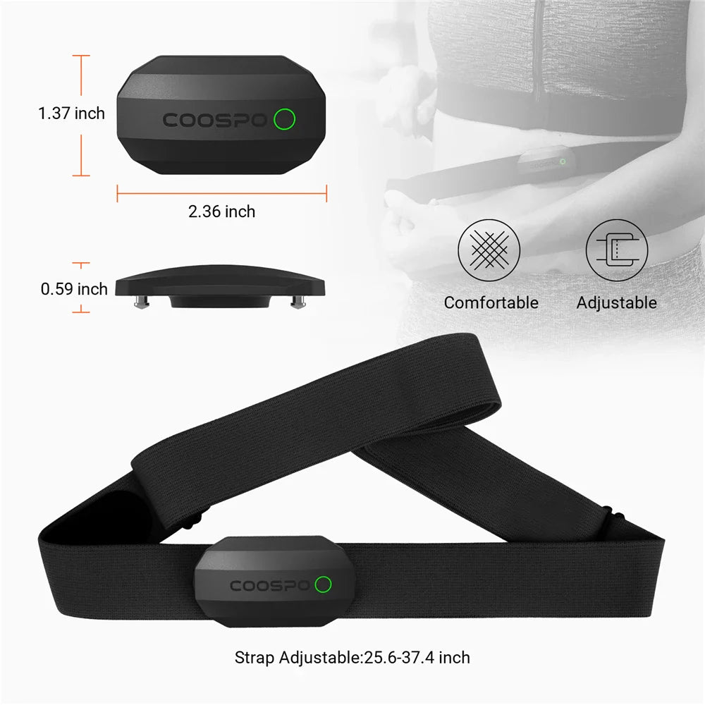 Dual Mode Heart Rate Sensor ANT+ And Bluetooth Chest Strap Black