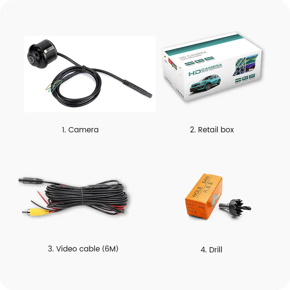 AHD 1920x1080P Car Rear View Camera Backup And Front Camera Black