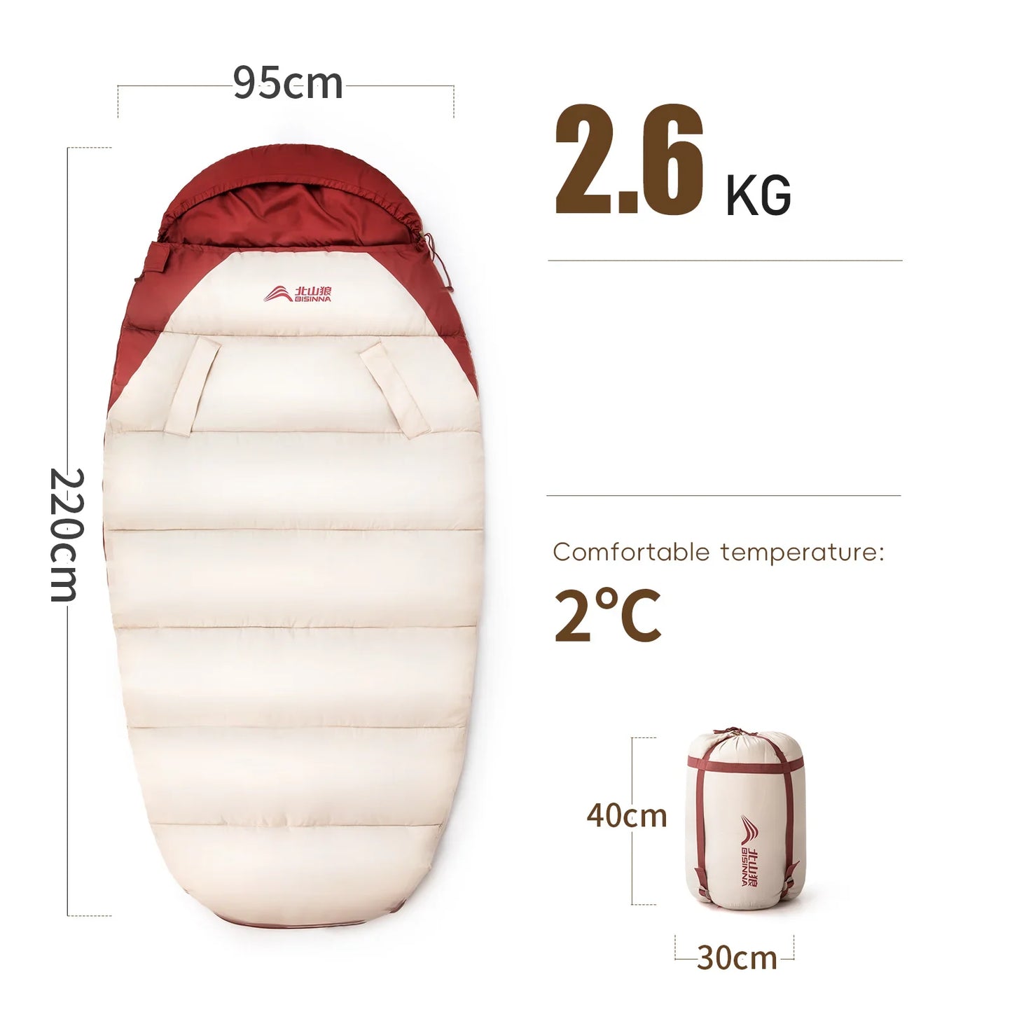 3-4 Season Wearable Sleeping Bag Lightweight Waterproof White