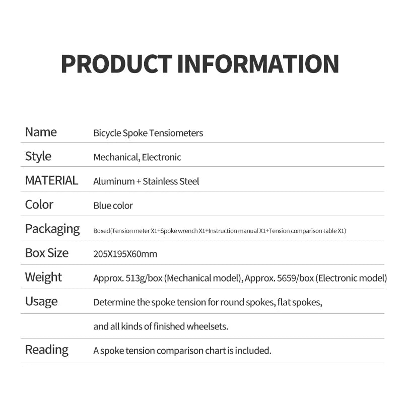 Digital Mechanical Bicycle Spoke Tensiometer Rim Alignment Blue