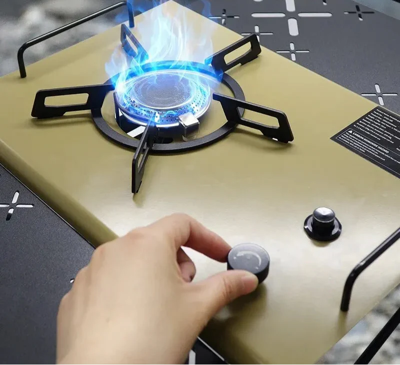 Camping Gas Stove Folding Burner with IGT Table Khaki