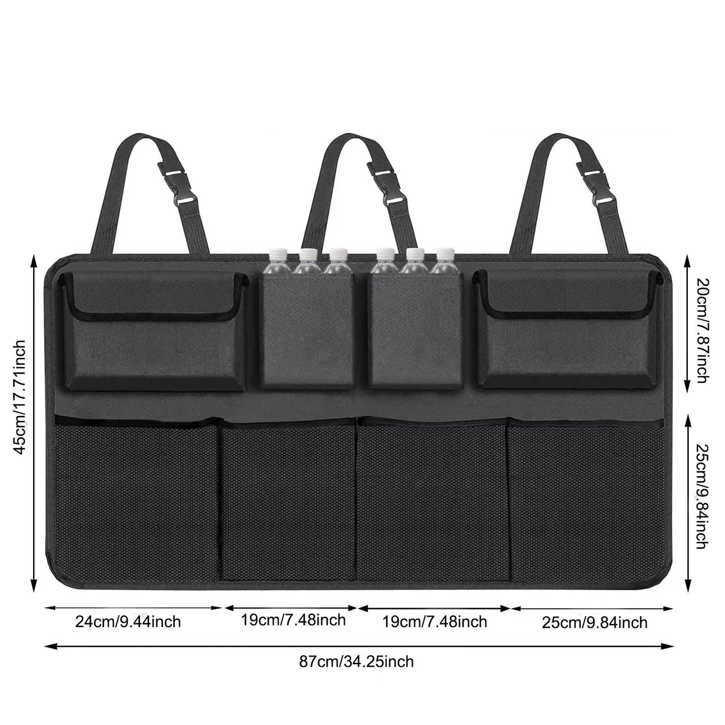 Hanging Car Trunk Organizer Backseat Storage with 8 Large Pockets Black