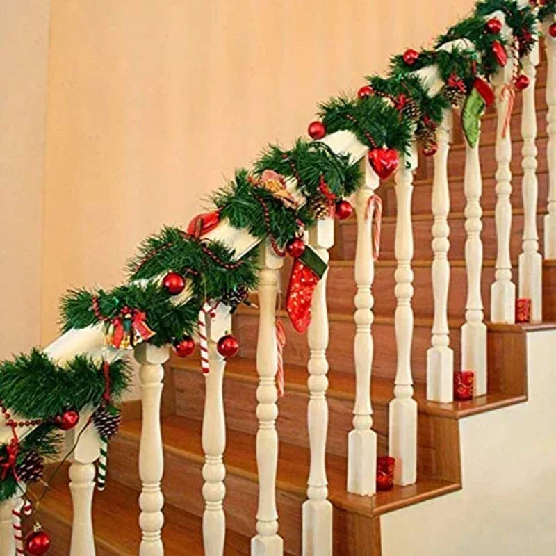 5.5m Festive Christmas Garland | Artificial Rattan in Lush Green