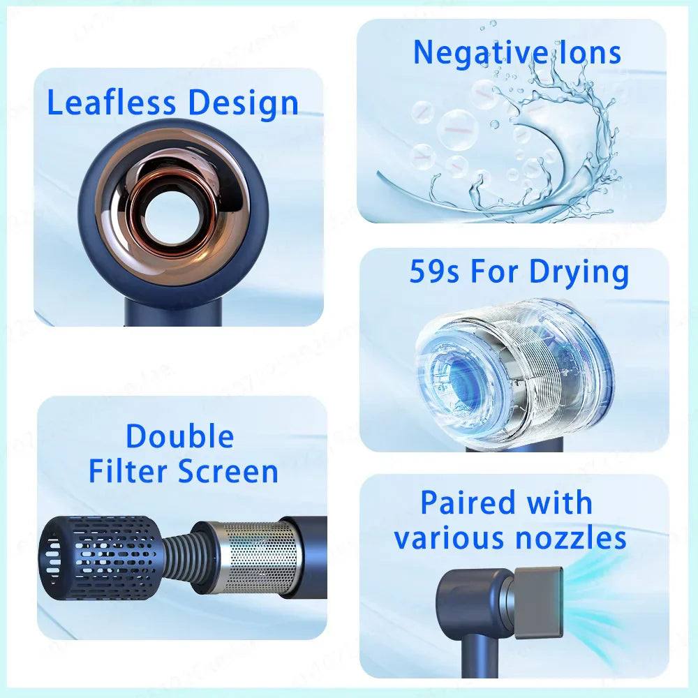 2024 Professional Leafless Negative Ion Hair Dryer