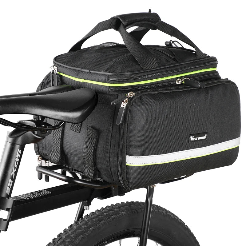 3-in-1 Waterproof Bike Trunk Bag Canvas Travel Luggage Black