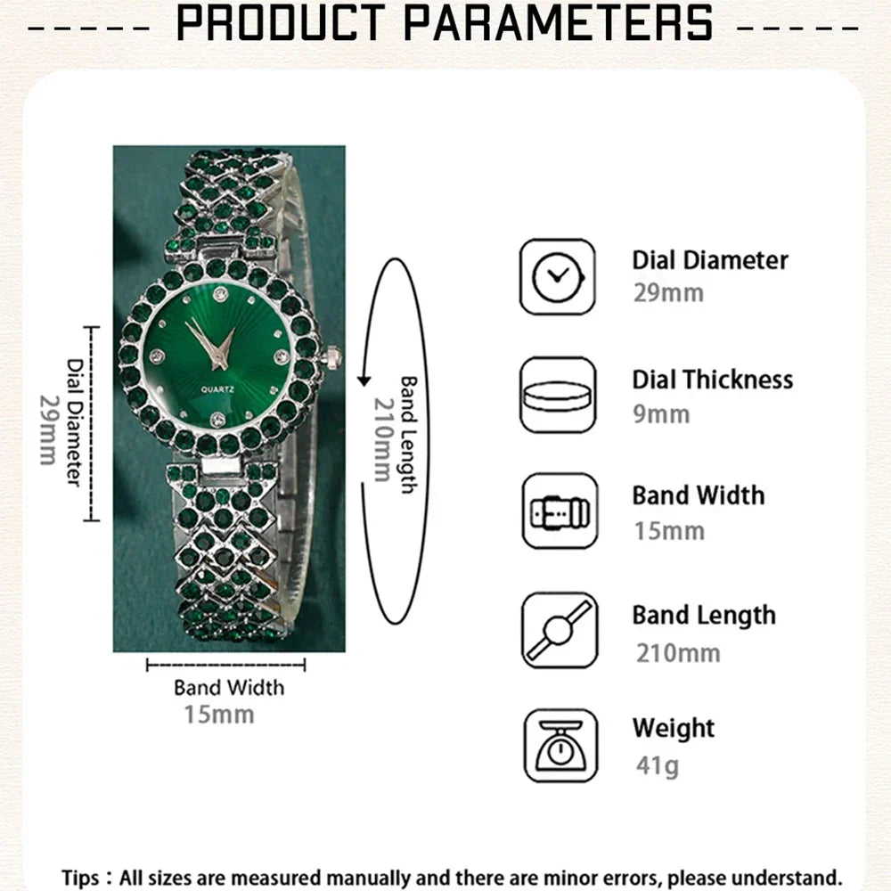 Women's Luxury Watch Jewelry Set with Heart Accents