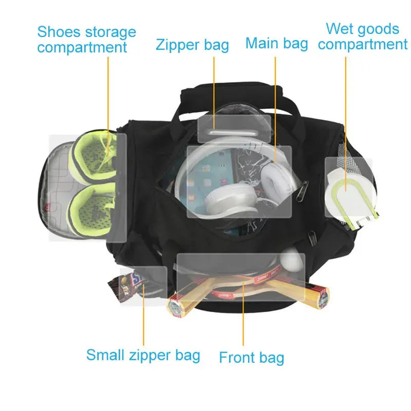 Waterproof Bag with Dry-Wet Separation Black