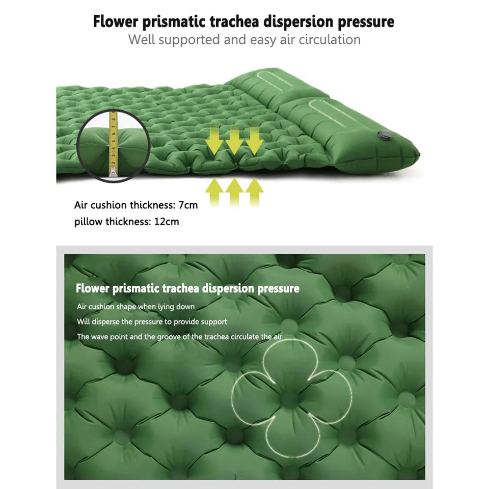 Double Bed Camping Inflating Sleeping Mats with Pillow