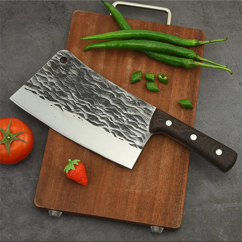 1KG Handmade Forged Chopping Knife 5mm Thick Bone Cleaver Black