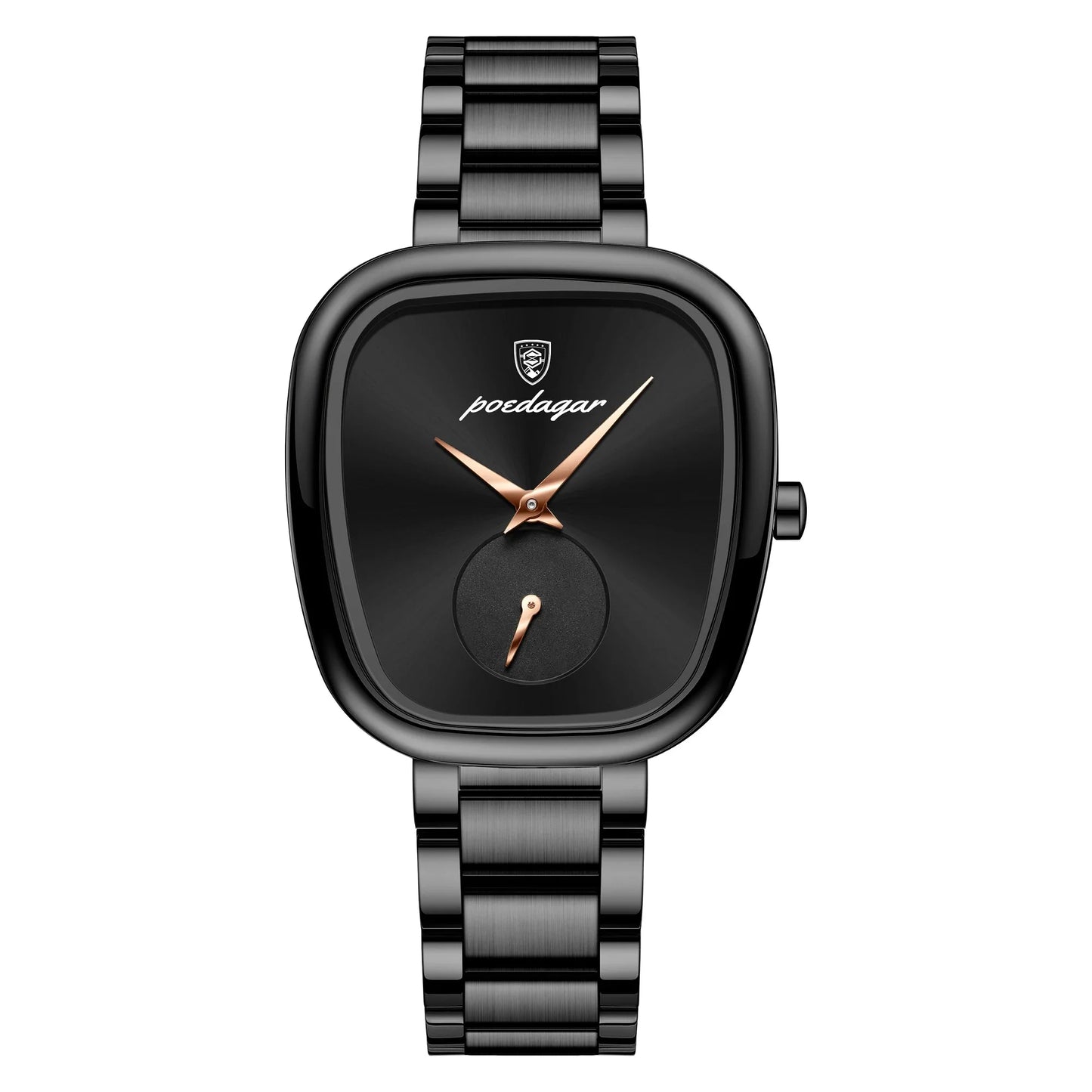 Women's Stainless Steel Waterproof Quartz Watch (Black)