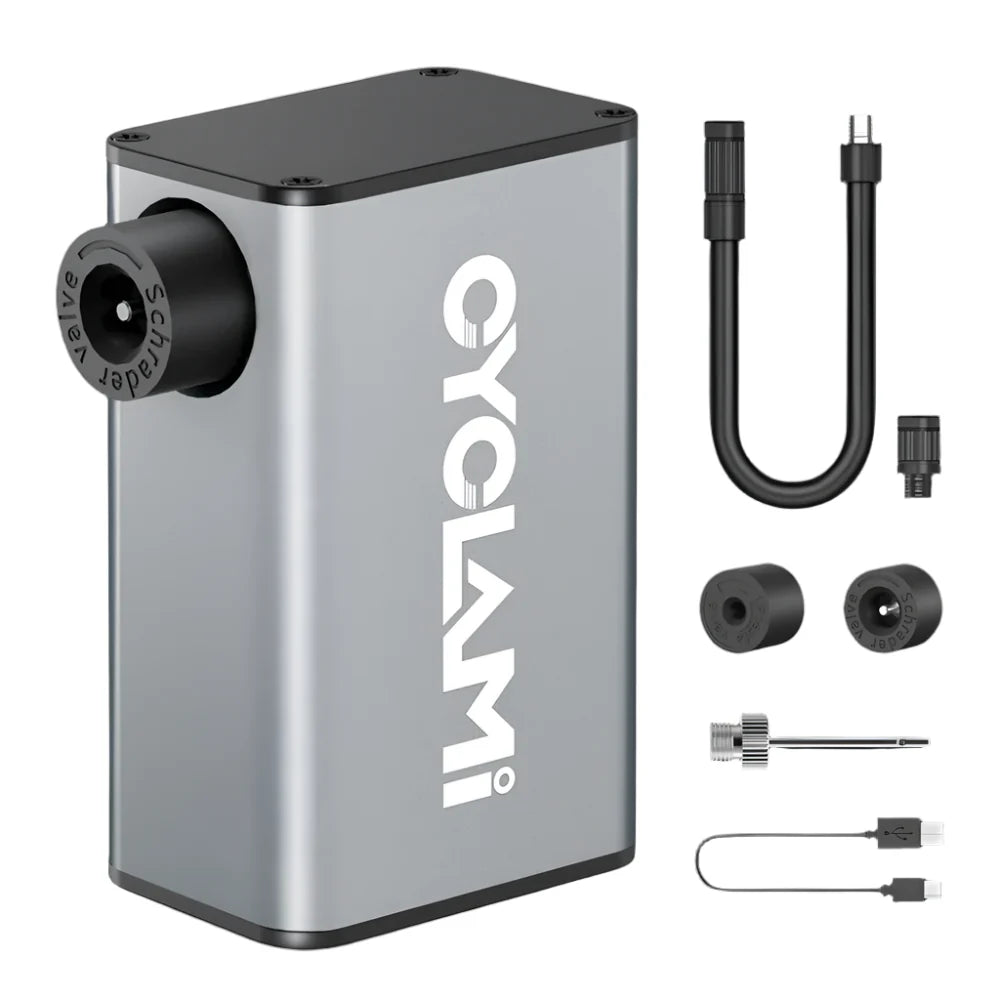 A3 Mini Electric Bicycle Air Pump Cordless Aluminum Inflator Grey