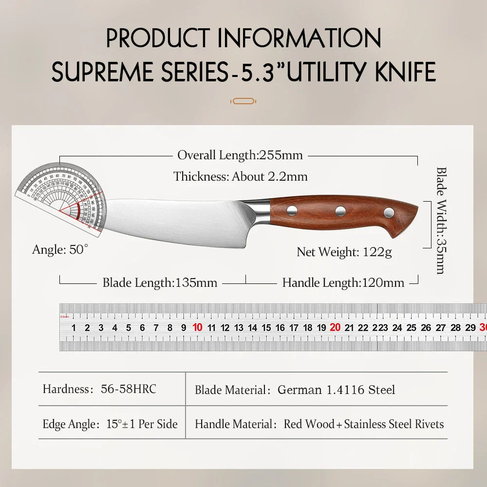 5.3-Inch Steel Utility Knife – Precision Kitchen Knife Brown
