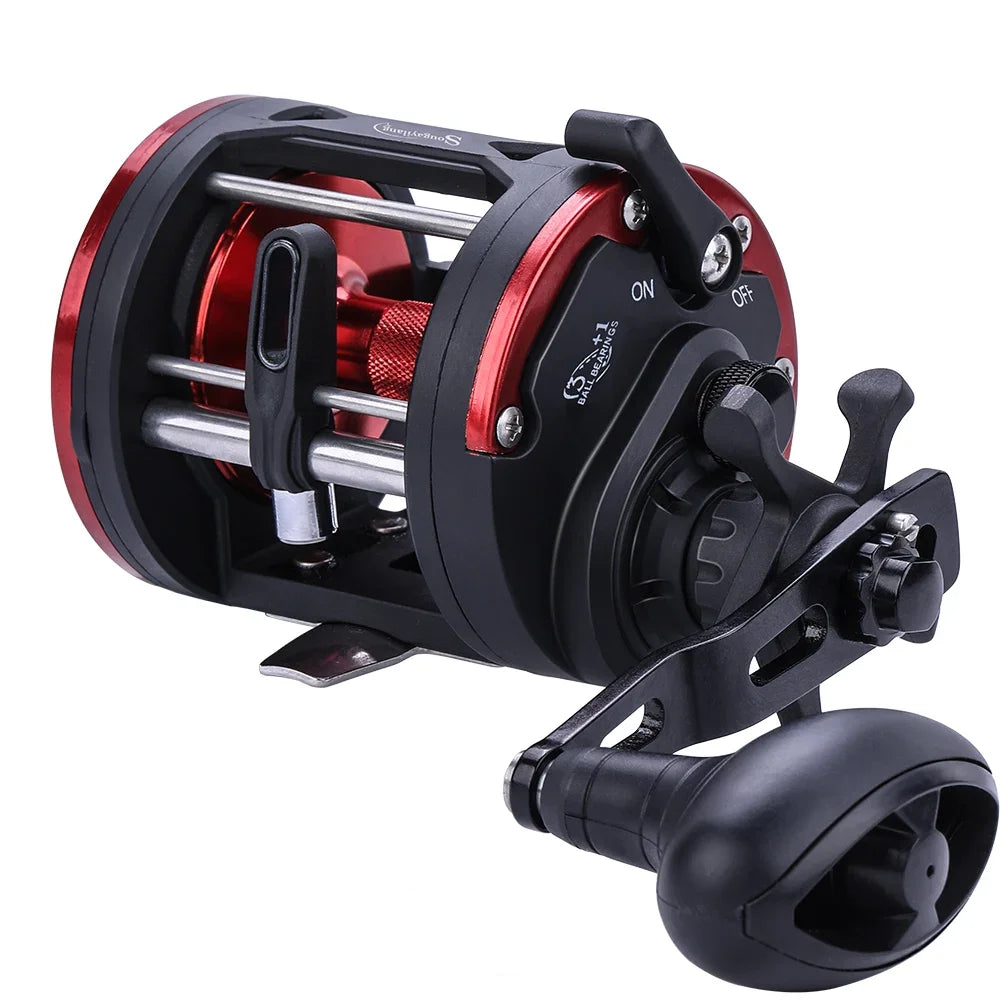rolling Drum Fishing Reel 28kg Max DragRight Hand Red