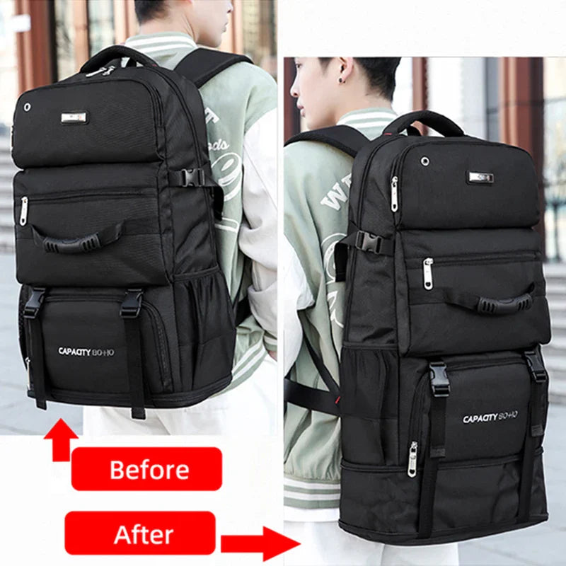 90L Large-Capacity Hiking Travel Backpack Black