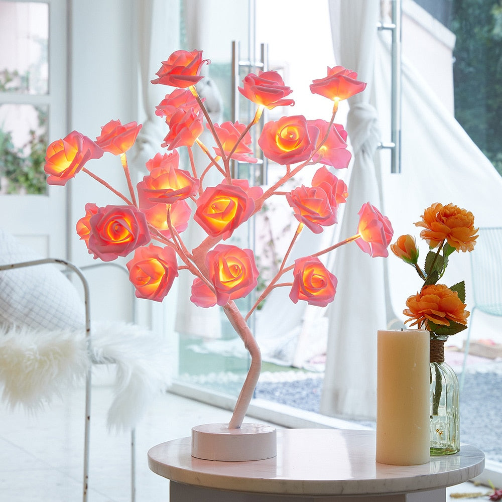 Table Lamp Rose Flower Tree