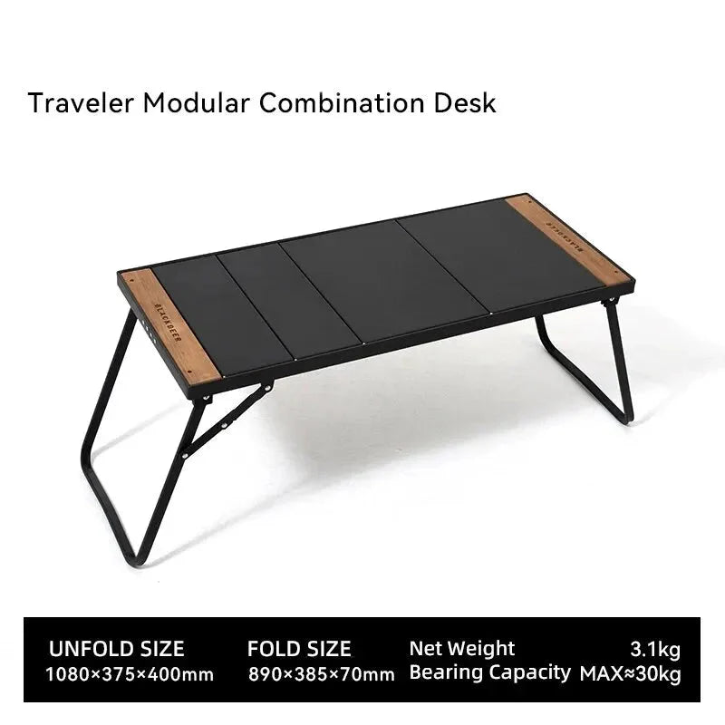 Camping IGT Folding Portable Wood And Grill Table Black
