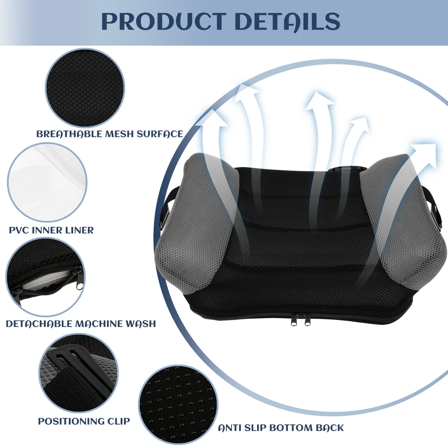 Inflatable Portable Car Booster Seat Cushion for Kids Toddlers Black