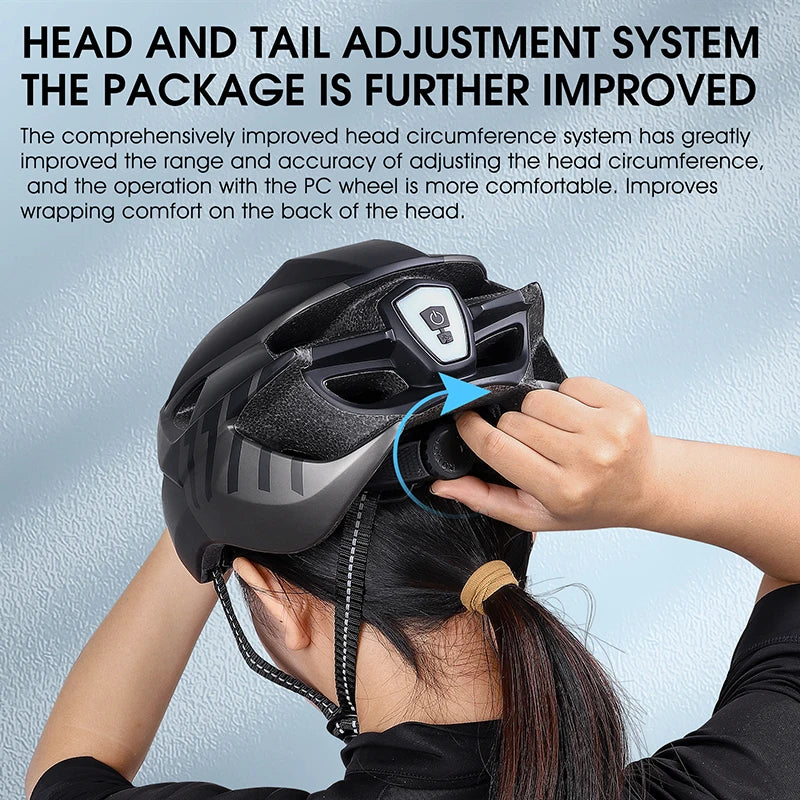 Ultralight Cycling Helmet with Magnetic Goggles LED Taillight Titanium