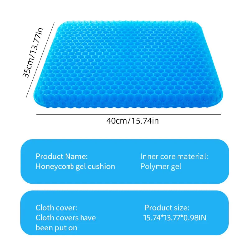 3D Honeycomb Gel Seat Cushion Breathable Cooling Pad Blue