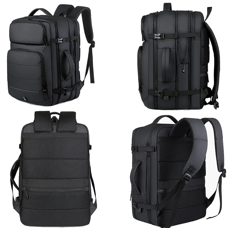 Expandable 17-Inch Laptop Backpack for Men 11 Pockets Black