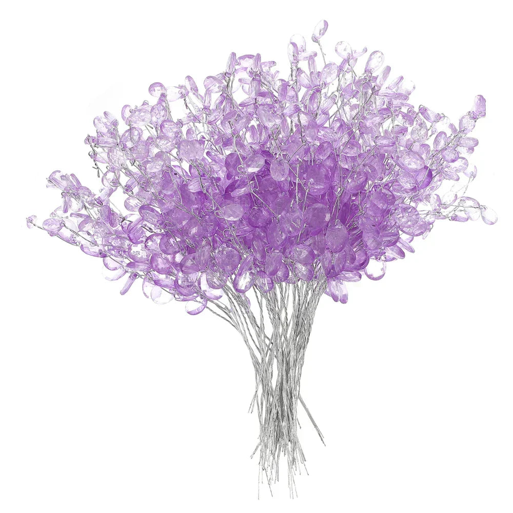 50-Piece Purple Crystal Droplet Bouquet | Home & Party Decoration Set