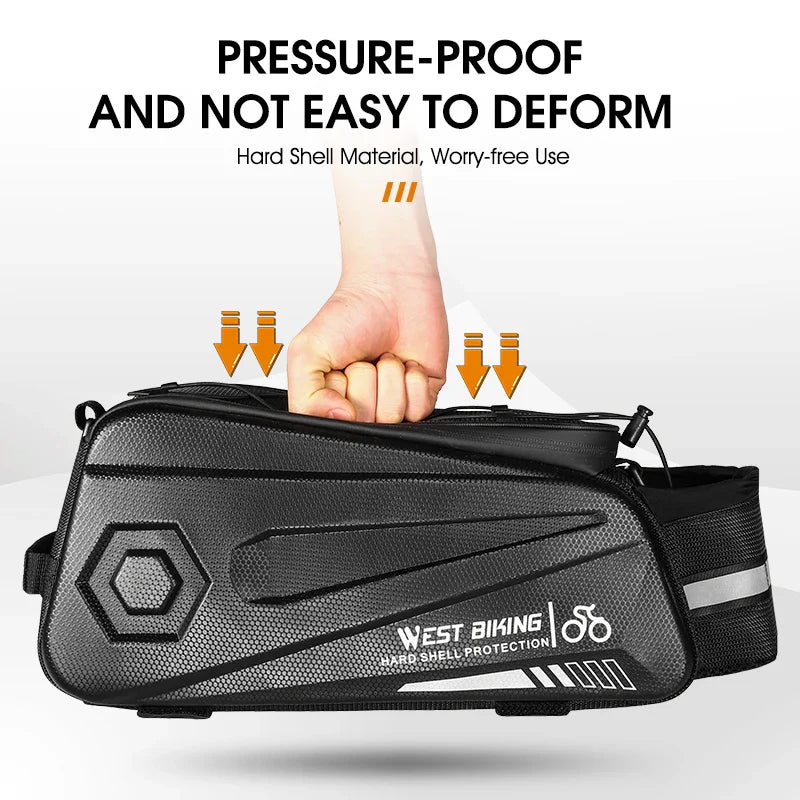 8.6L Hard Shell Waterproof Bicycle Trunk Bag Black
