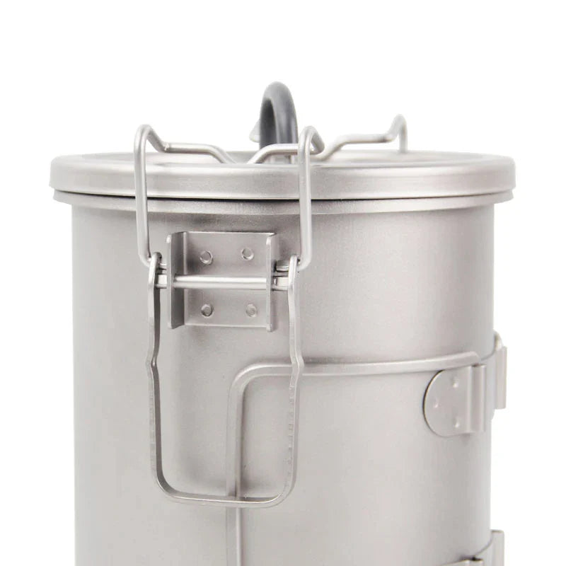 Titanium Steamer Pot Camping Cookware Silver