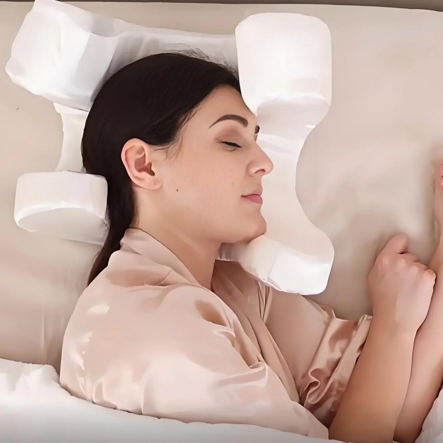 Anti-Wrinkle Memory Foam Beauty Pillow Anti-Aging Face Support White