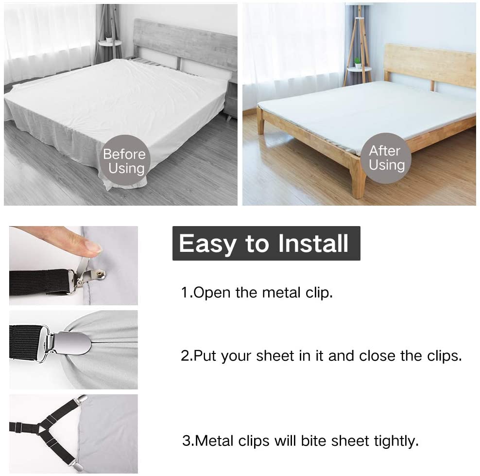 4Pcs/Set Elastic Bed Sheet Grippers Belt