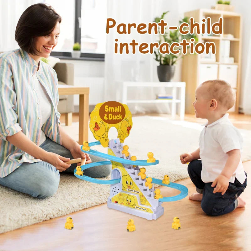 9PCS Electric Duck Climbing Stairs Toy