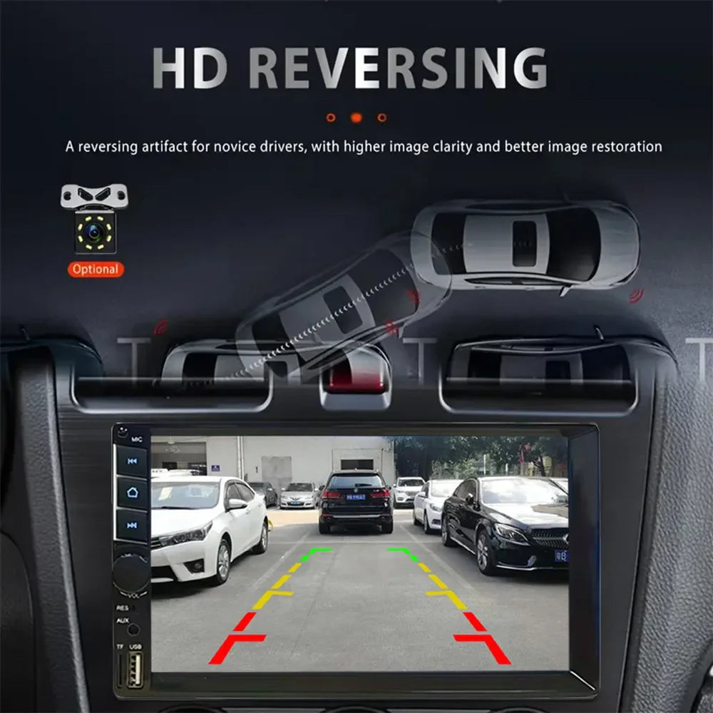 7 2DIN Touchscreen Car Stereo Black