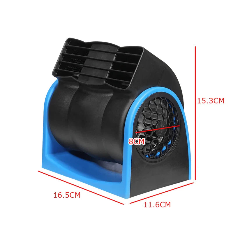 12V Adjustable Car Air Conditioning Fan Dual Speed Silent Cooling Fan Blue