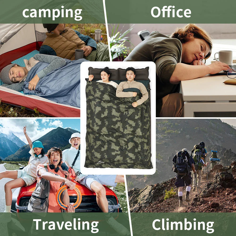 Camouflage Ultralight Waterproof Sleeping Bag  Splicable 3-Season Green