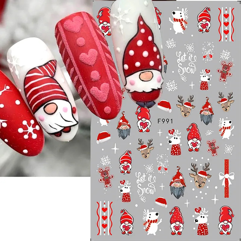 Winter Red Gonk Nail Art Sticker - Christmas Series