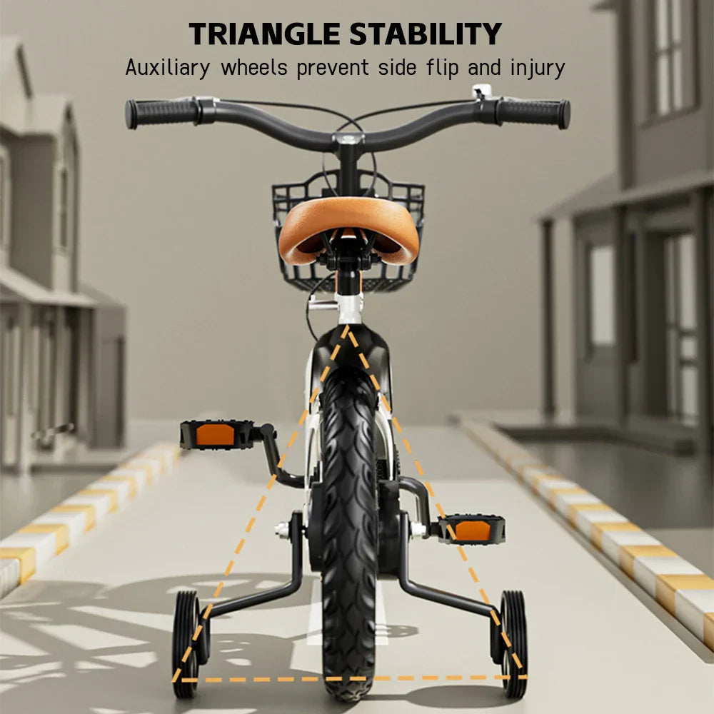 Kids Bike Bicycle for Girls Ages 3-7 Years with Training Wheels Basket Kids Bicycle