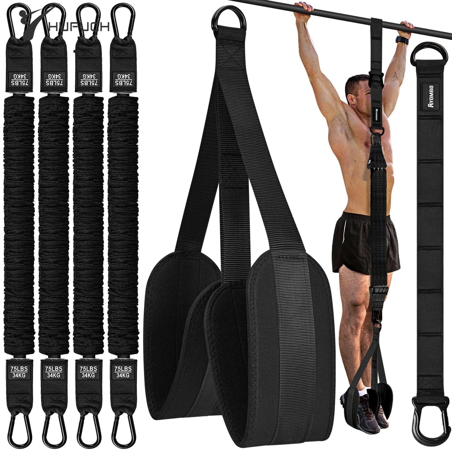 Pull-Up Assistance Bands Set 300LB Resistance Black