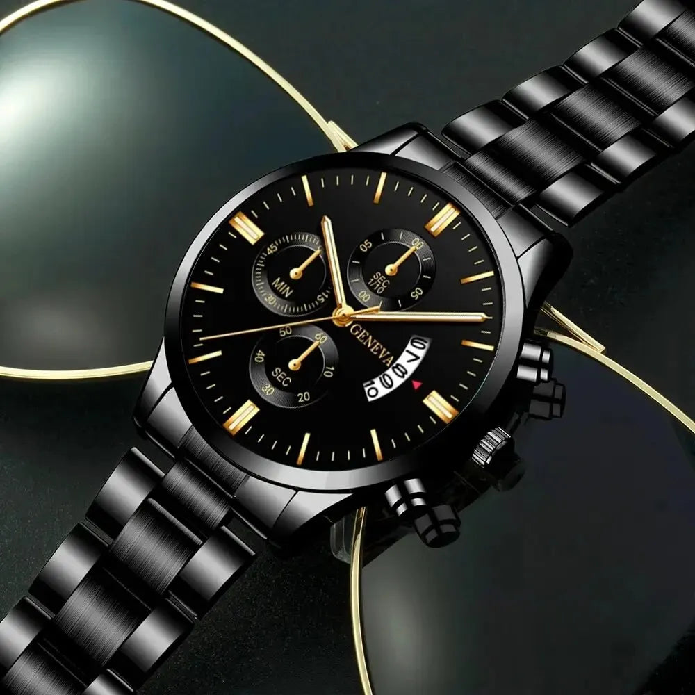 Men's Stainless Steel Quartz Calendar Watch