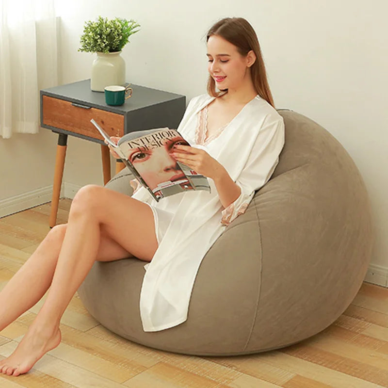 Khaki Inflatable Sofa - Portable Round Lazy Sofa Chair
