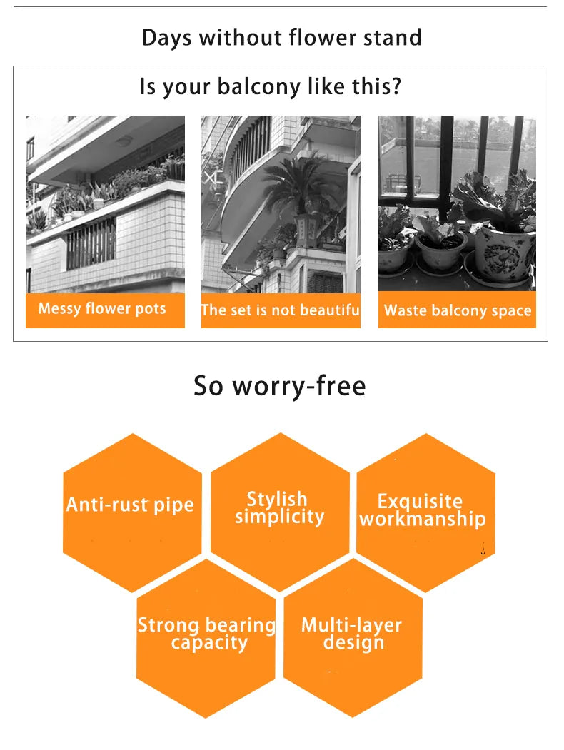 3-Tier Iron Plant Stand for Indoor and Outdoor Use