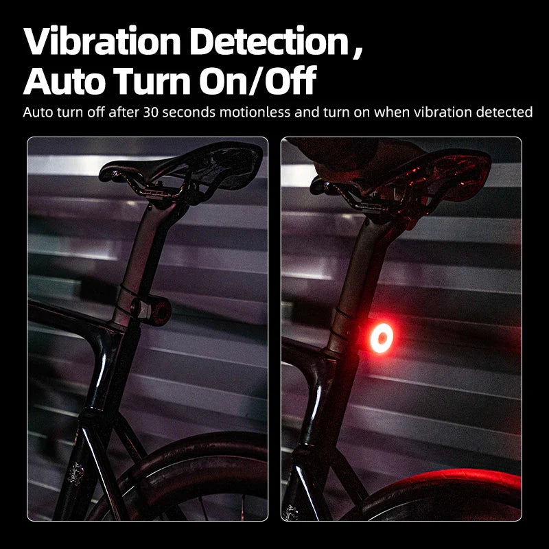 Tail Light Auto Brake Sensing Bicycle Rear Light Black