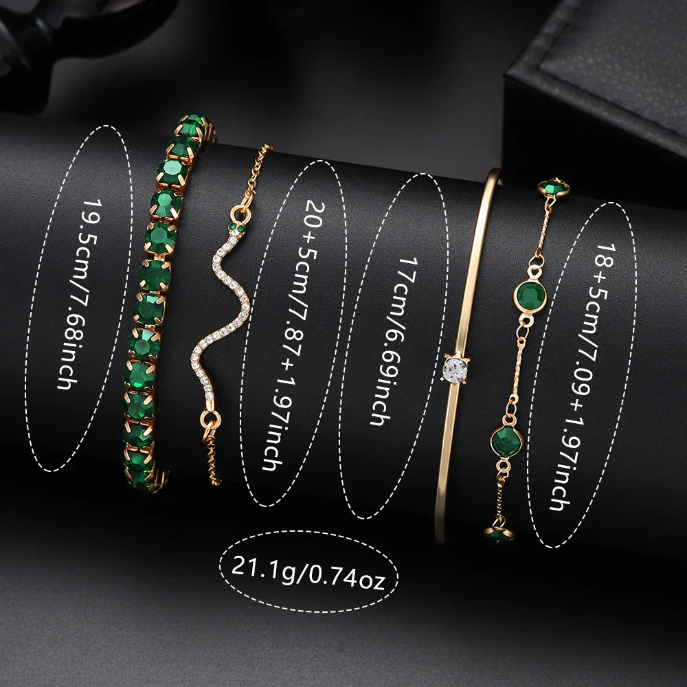 Green Women’s Quartz Watch Jewelry Gift Set