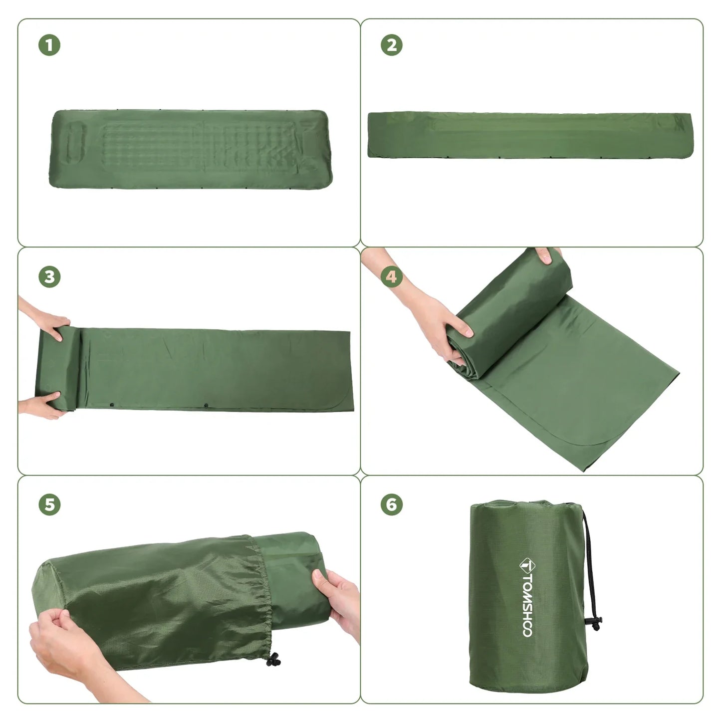 Inflatable Sleeping Pad with Built-In Pump Army Green