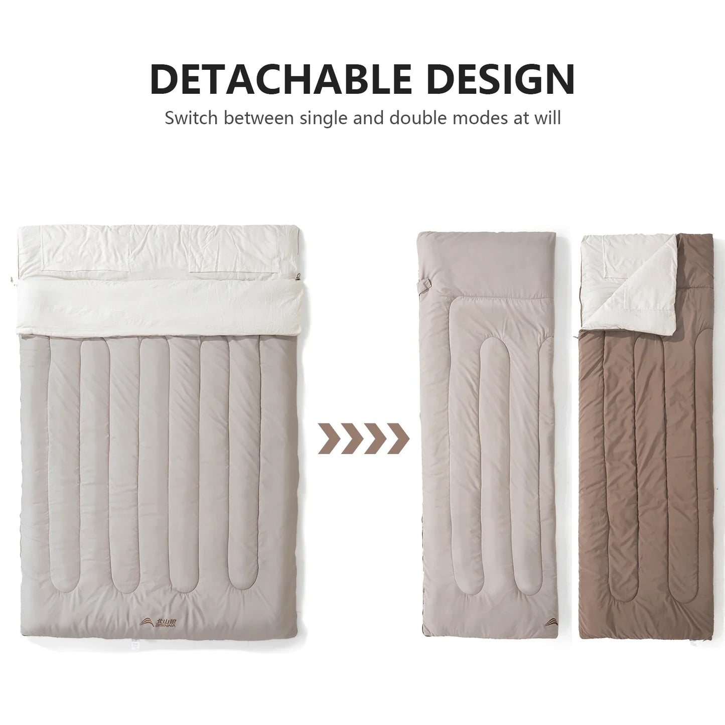 2-Person Detachable Camping Sleeping Bag 2.6kg Grey