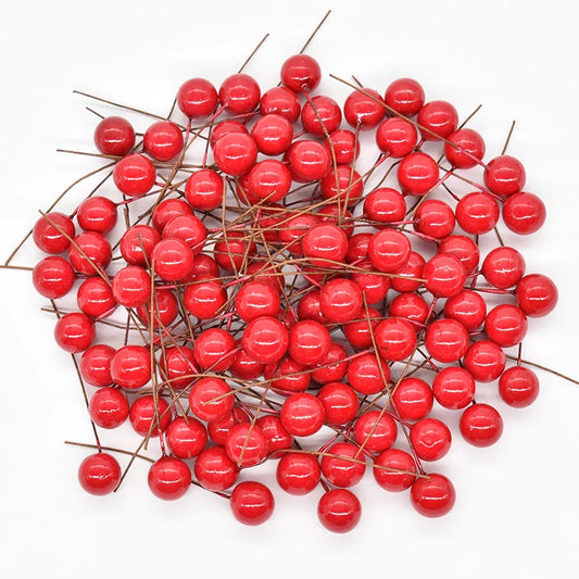 300Pcs Red Pearl Stamens Artificial Flower Berries