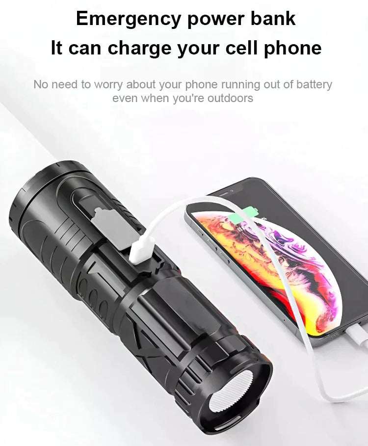 LED White Laser Telescopic Zoom Flashlight