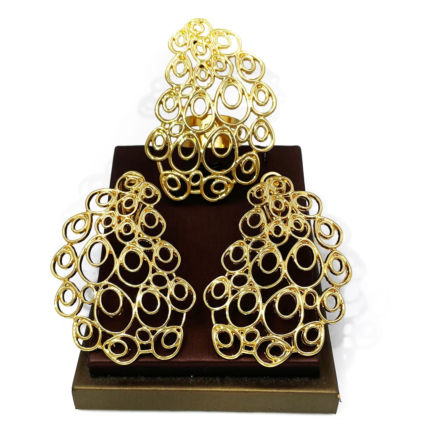 18K Gold Plated Earrings and Ring Set (Model 1)