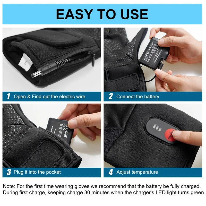 Heated Gloves Rechargeable Battery Electric Ski Gloves for Men and Women